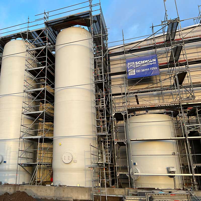 Industriegerüst am Prignitzer Düngemittelwerk Perleberg während der Anlagenrevision, 2021